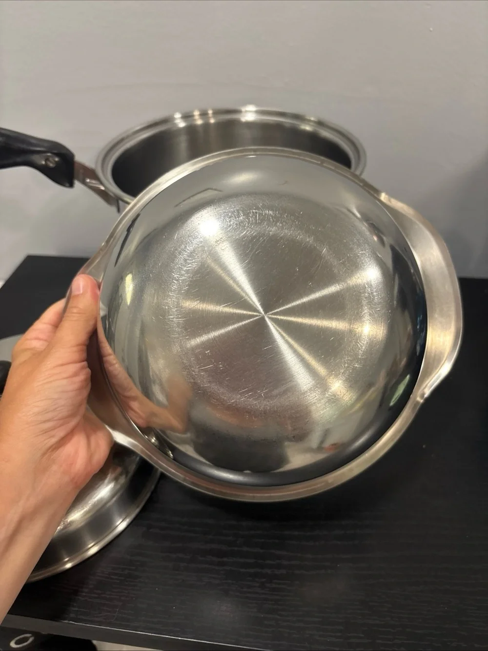 Vintage aluminum double boiler 3 peice set cookware